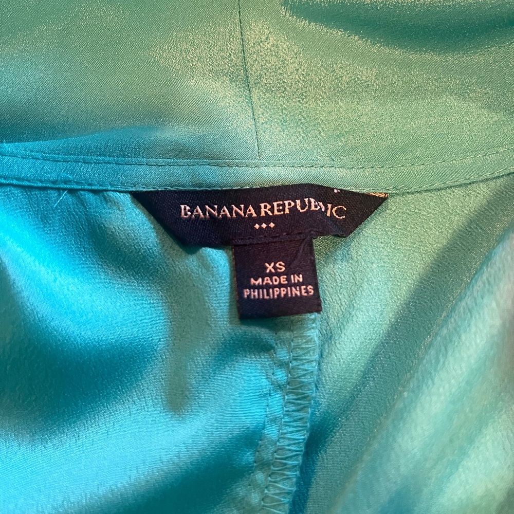Banana Republic Teal Draped Short Sleeve Sleeveless Blouse Size XS - Picture 5 of 6